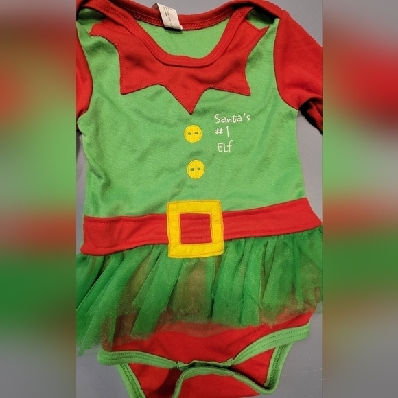Costumes USA Christmas Elf outfit, onesie, red, green, yellow - Picture 7 of 10